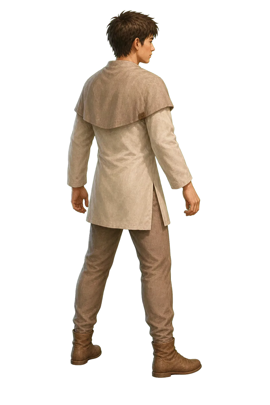 The hero at the start: plain clothes, no equipment
